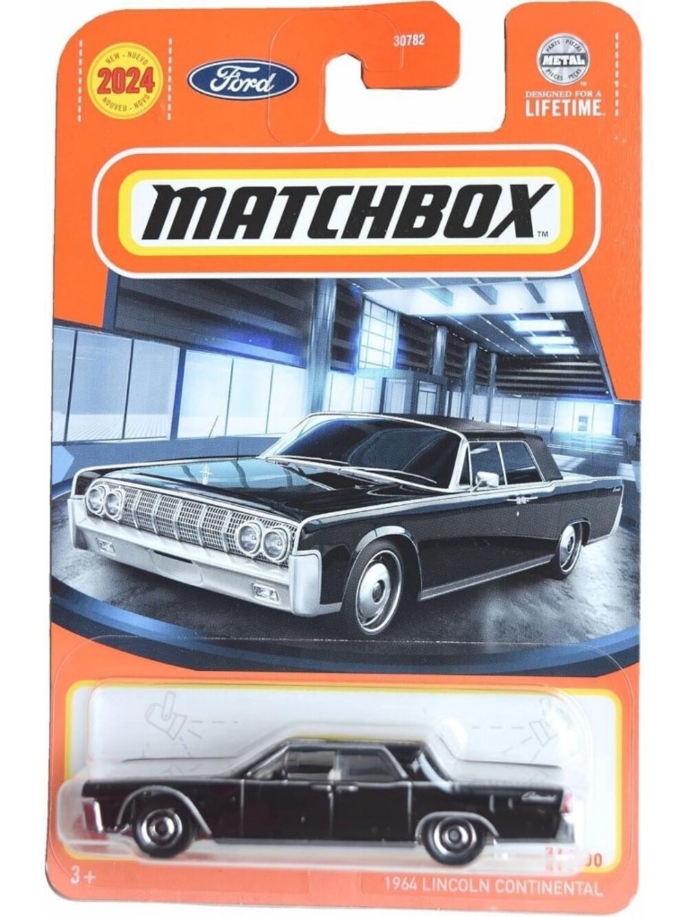 Vintage 1964 Lincoln Continental Diecast Model Car, Black Collectible 21/100